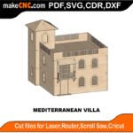 SH Mediterranean Villa MakeCNC SVG DXF PDF CDR 3D puzzle pattern product image