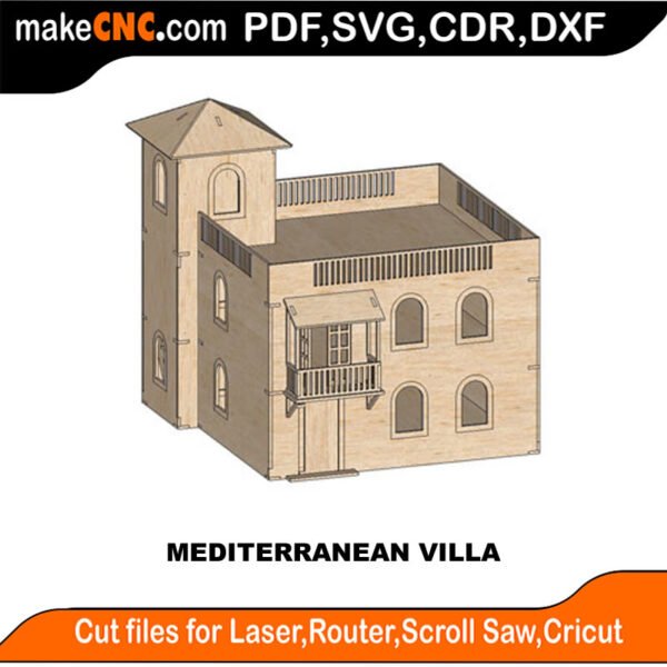 SH Mediterranean Villa MakeCNC SVG DXF PDF CDR 3D puzzle pattern product image