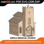 SH Simple Medieval Church MakeCNC SVG DXF PDF CDR 3D puzzle pattern product image