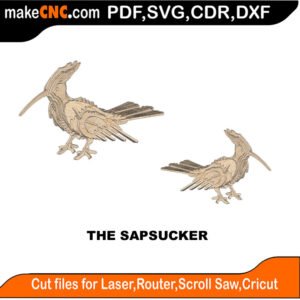 Sapsucker Bird MZST MakeCNC SVG DXF PDF CDR 3D puzzle pattern product image
