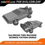 Sci Fi DeLorean Time Machine MakeCNC SVG DXF PDF CDR 3D puzzle pattern product image