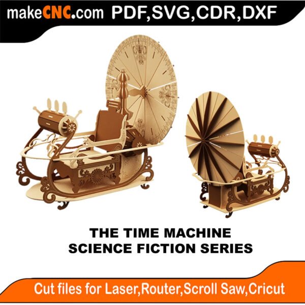 Science Fiction Time Machine MakeCNC SVG DXF PDF CDR 3D puzzle pattern product image