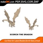 Scorch the Dragon MZST MakeCNC SVG DXF PDF CDR 3D puzzle pattern product image
