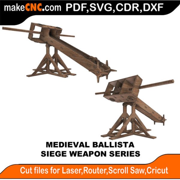 Siege Weapon Medieval Ballista MakeCNC SVG DXF PDF CDR 3D puzzle pattern product image