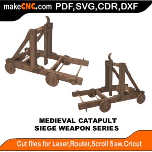 Siege Weapon Medieval Catapult MakeCNC SVG DXF PDF CDR 3D puzzle pattern product image