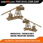 Siege Weapon Medieval Trebuchet MakeCNC SVG DXF PDF CDR 3D puzzle pattern product image