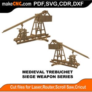 Siege Weapon Medieval Trebuchet MakeCNC SVG DXF PDF CDR 3D puzzle pattern product image