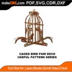 SimpleP Caged Bird Pair MakeCNC SVG DXF PDF CDR 3D puzzle pattern product image