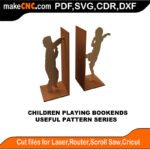 SimpleP Children Playing Bookends MakeCNC SVG DXF PDF CDR 3D puzzle pattern product image