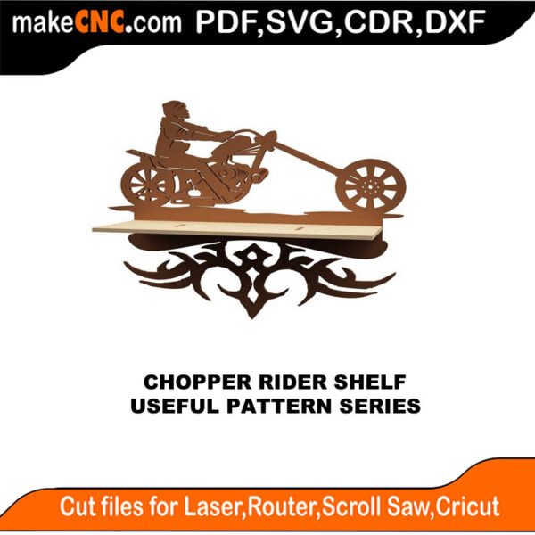 SimpleP Chopper Rider Shelf MakeCNC SVG DXF PDF CDR 3D puzzle pattern product image