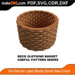 SimpleP Deco Clothing Basket MakeCNC SVG DXF PDF CDR 3D puzzle pattern product image
