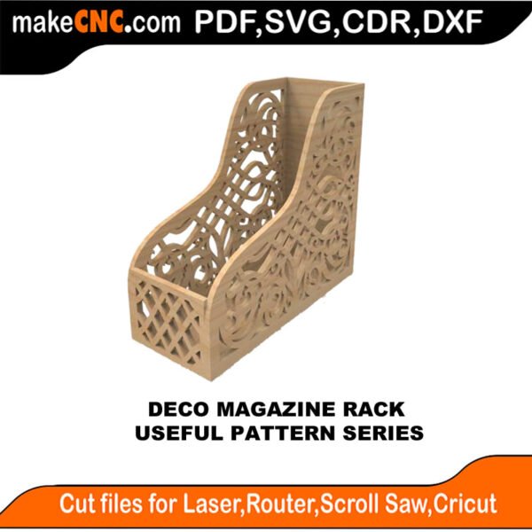 SimpleP Deco Magazine Rack MakeCNC SVG DXF PDF CDR 3D puzzle pattern product image