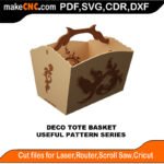 SimpleP Deco Tote Basket MakeCNC SVG DXF PDF CDR 3D puzzle pattern product image