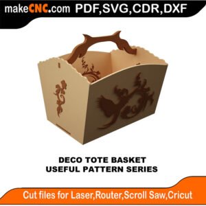 SimpleP Deco Tote Basket MakeCNC SVG DXF PDF CDR 3D puzzle pattern product image