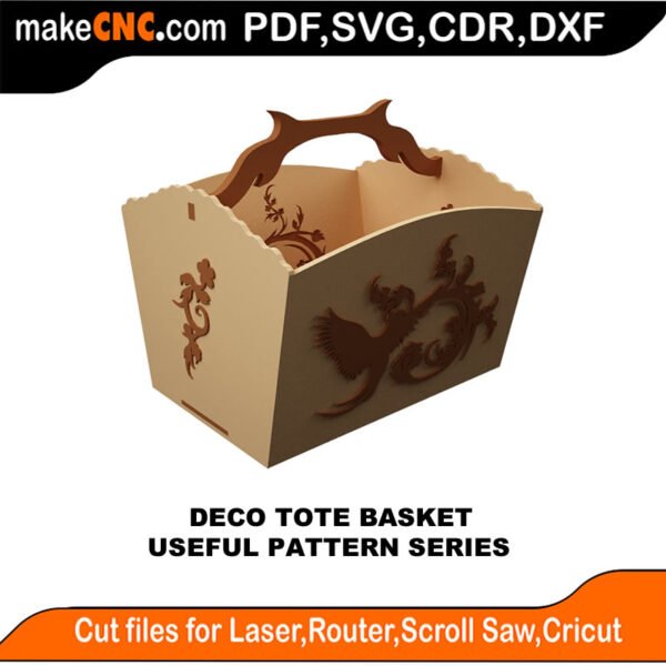 SimpleP Deco Tote Basket MakeCNC SVG DXF PDF CDR 3D puzzle pattern product image