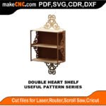SimpleP Double Heart Shelf MakeCNC SVG DXF PDF CDR 3D puzzle pattern product image