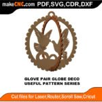 SimpleP Dove Pair Globe MakeCNC SVG DXF PDF CDR 3D puzzle pattern product image