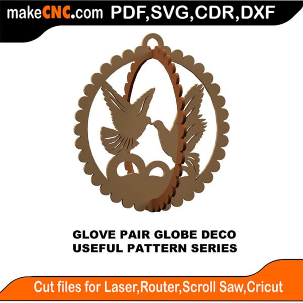 SimpleP Dove Pair Globe MakeCNC SVG DXF PDF CDR 3D puzzle pattern product image