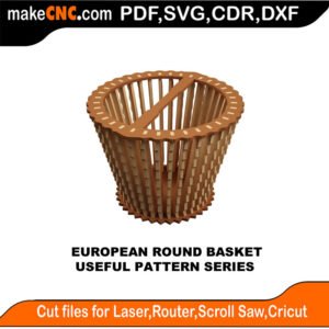 SimpleP European Round Basket MakeCNC SVG DXF PDF CDR 3D puzzle pattern product image