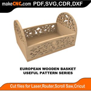 SimpleP European Wooden Basket MakeCNC SVG DXF PDF CDR 3D puzzle pattern product image