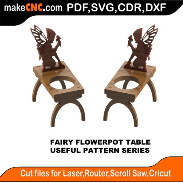 SimpleP Fairy Flowerpot Table MakeCNC SVG DXF PDF CDR 3D puzzle pattern product image