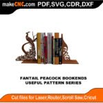SimpleP Fantail Peacocks Bookends MakeCNC SVG DXF PDF CDR 3D puzzle pattern product image