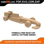 SimpleP Formula One Race Car MakeCNC SVG DXF PDF CDR 3D puzzle pattern product image