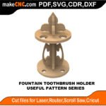 SimpleP Fountain Toothbrush Hldr MakeCNC SVG DXF PDF CDR 3D puzzle pattern product image