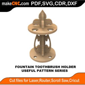 SimpleP Fountain Toothbrush Hldr MakeCNC SVG DXF PDF CDR 3D puzzle pattern product image