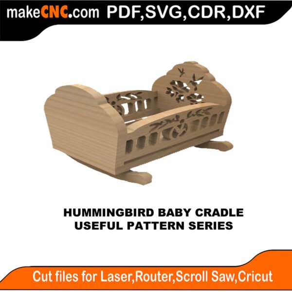 SimpleP Hummingbird Baby Cradle MakeCNC SVG DXF PDF CDR 3D puzzle pattern product image