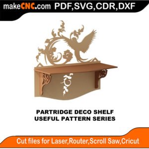 SimpleP Partridge Deco Shelf MakeCNC SVG DXF PDF CDR 3D puzzle pattern product image