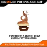SimpleP Peacock Branch Shelf MakeCNC SVG DXF PDF CDR 3D puzzle pattern product image