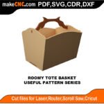 SimpleP Roomy Tote Basket MakeCNC SVG DXF PDF CDR 3D puzzle pattern product image