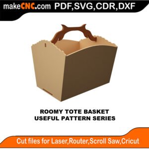 SimpleP Roomy Tote Basket MakeCNC SVG DXF PDF CDR 3D puzzle pattern product image