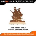 SimpleP Ship At Sea Shelf MakeCNC SVG DXF PDF CDR 3D puzzle pattern product image
