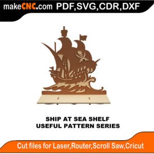 SimpleP Ship At Sea Shelf MakeCNC SVG DXF PDF CDR 3D puzzle pattern product image