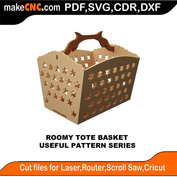 SimpleP Star Tote Basket MakeCNC SVG DXF PDF CDR 3D puzzle pattern product image