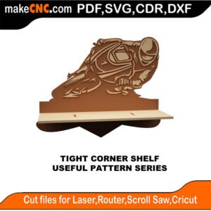SimpleP Tight Corner Shelf MakeCNC SVG DXF PDF CDR 3D puzzle pattern product image