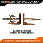 Simple Pattern Dagger Bookends MakeCNC SVG DXF PDF CDR 3D puzzle pattern product image