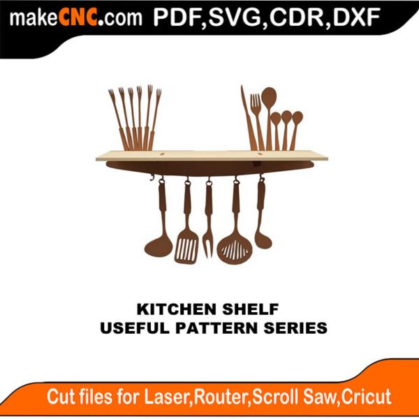 Simple Pattern Kitchen Shelf MakeCNC SVG DXF PDF CDR 3D puzzle pattern product image