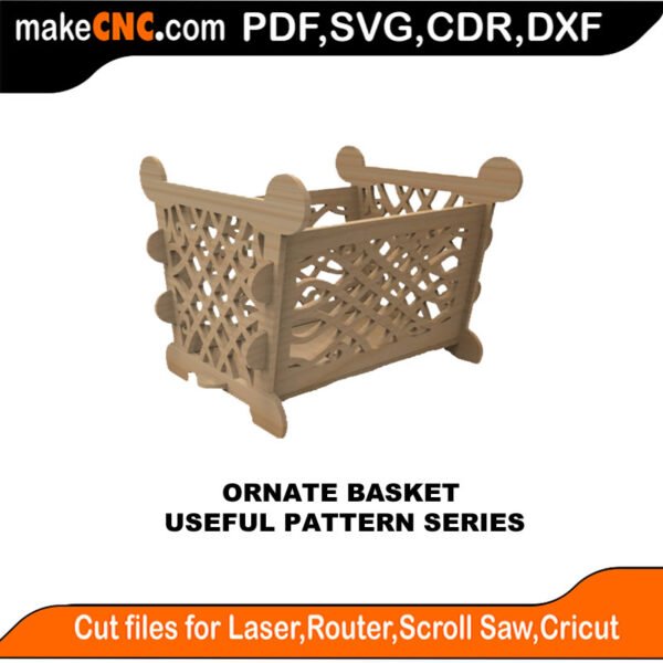 Simple Pattern Ornate Basket MakeCNC SVG DXF PDF CDR 3D puzzle pattern product image