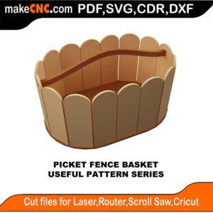 Simple Pattern Picket Fence Basket MakeCNC SVG DXF PDF CDR 3D puzzle pattern product image