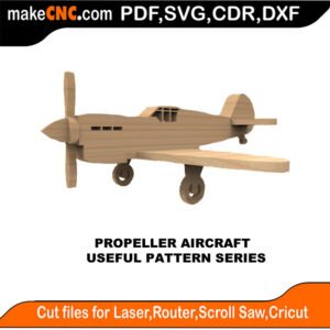 Simple Pattern Propeller Aircraft MakeCNC SVG DXF PDF CDR 3D puzzle pattern product image