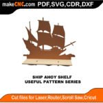 Simple Pattern Ship Ahoy Shelf MakeCNC SVG DXF PDF CDR 3D puzzle pattern product image
