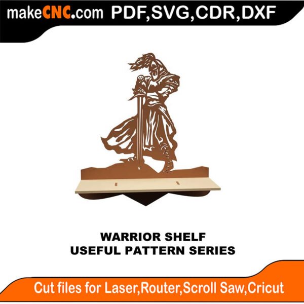 Simple Pattern Warrior Shelf MakeCNC SVG DXF PDF CDR 3D puzzle pattern product image