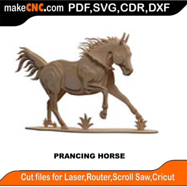 Stagecoach Prancing Horse One MakeCNC SVG DXF PDF CDR 3D puzzle pattern product image