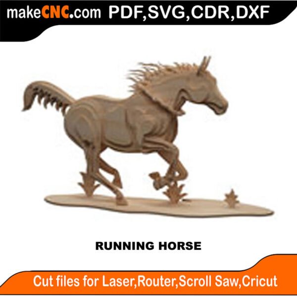 Stagecoach Running Horse Two MakeCNC SVG DXF PDF CDR 3D puzzle pattern product image