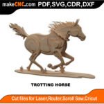 Stagecoach Trotting Horse Four MakeCNC SVG DXF PDF CDR 3D puzzle pattern product image