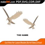 The Hawk MZST MakeCNC SVG DXF PDF CDR 3D puzzle pattern product image