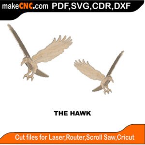 The Hawk MZST MakeCNC SVG DXF PDF CDR 3D puzzle pattern product image